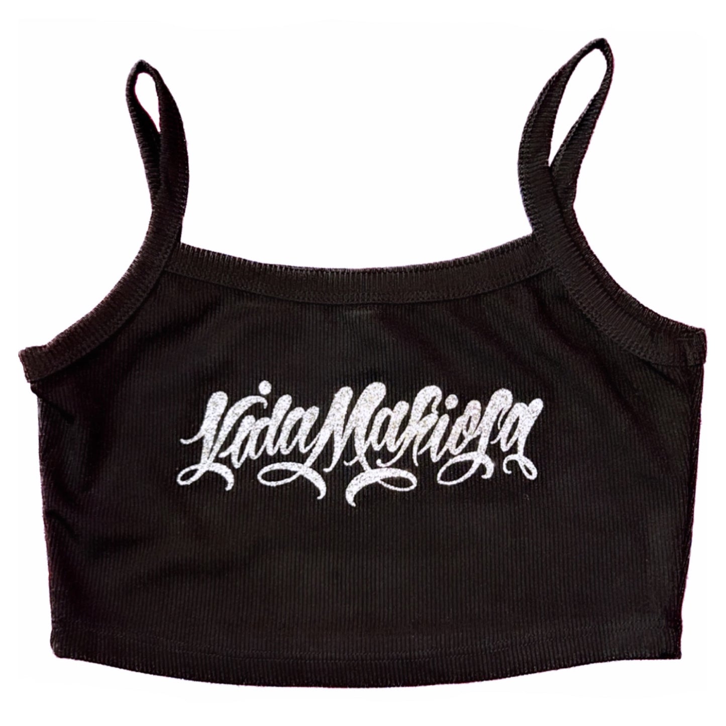 Limited Edition Women's Glitter Vida Mafiosa Black Crop Top